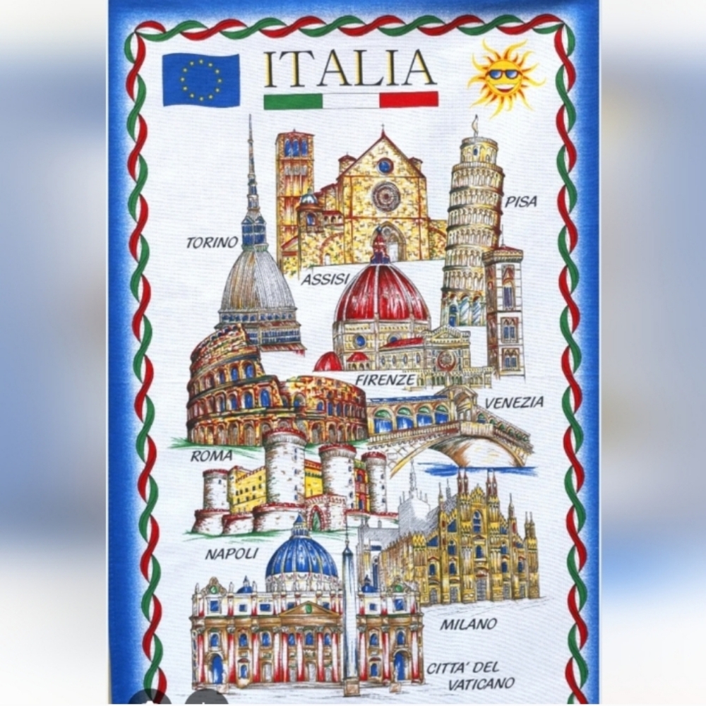 Large Italian tea towel Or Wall Hanging New Without Tags